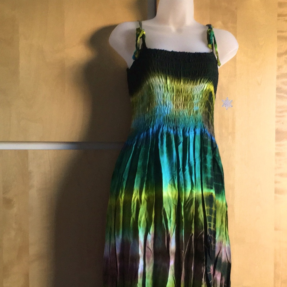 Hippie/Boho Free Size Tie-Dye Rayon Maxi Dress